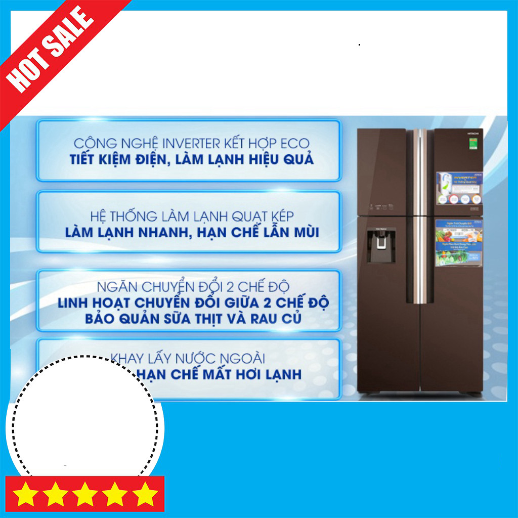 Tủ Lạnh Hitachi Inverter 540 Lít R-FW690PGV7 GBW - Giá Tốt GIAO TOÀN QUỐC.