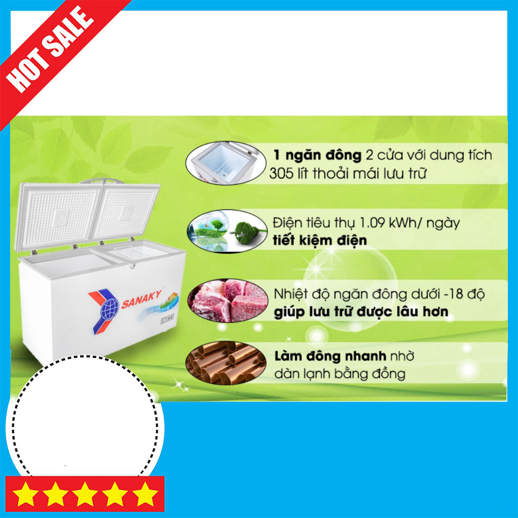Tủ đông Sanaky 305 lít VH-4099A1 - Dienmaykhore GIAO TOÀN QUỐC.