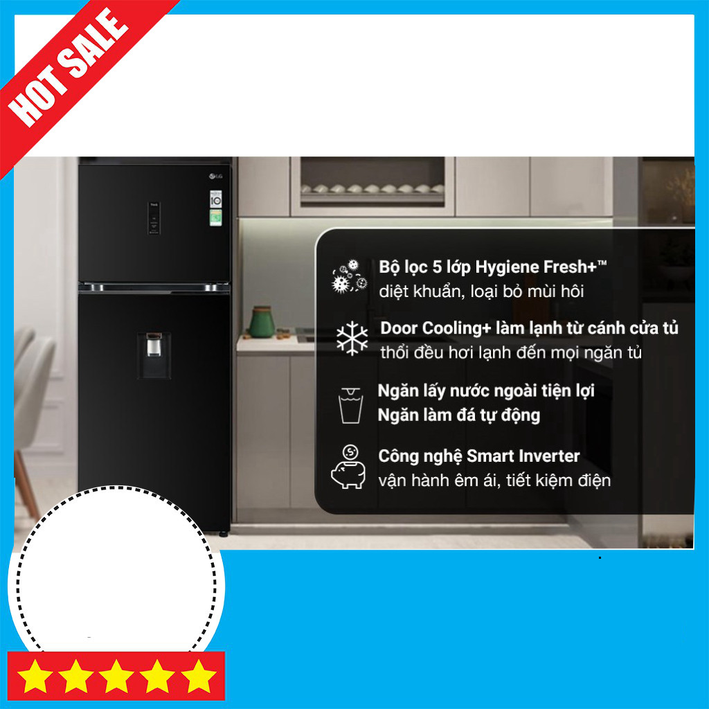 "Điện Máy Tủ Lạnh LG Inverter 374 lít Có Làm Đá Tự Động GN-D372BLA - Tủ Lạnh 374Lít" GIAO TOÀN QUỐC.