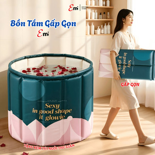 Bồn Tắm Gấp Gọn EMI 150L Cao Cấp, Bồn Ngâm Giữ Nhiệt, 7 Lớp Giữ Nhiệt Cho Bé và Người Lớn, Tặng Túi Ngồi Thư Giản