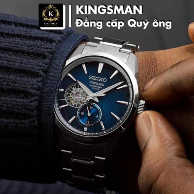 Đồng Hồ Seiko Presage Cơ Nam Tự Động Automatic Chính Hãng Lộ Tim Máy Nhật Mặt Size 40mm Dây Thép