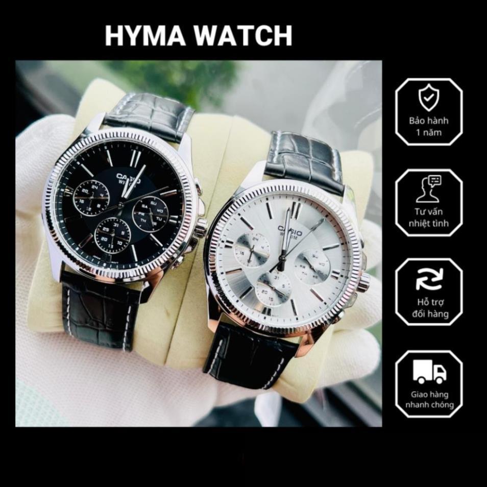 Đồng hồ Nam thời trang Casio MTP-1375L Dây da mặt đen/trắng 6 kim Bảo hành 1 năm