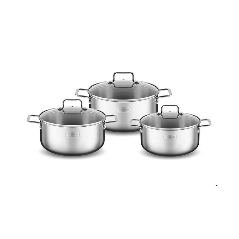 Bộ Nồi Inox 304 Cao Cấp 3 Đáy Liền Khối Elmich Trimax XR EL3842 Size 16,20cm, EL3843 Size 16,20,24cm