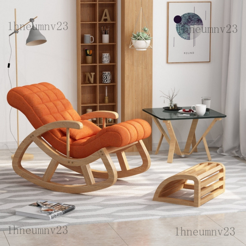 Ghế lắc Ghế bập bênh gỗ nguyên khối, ghế thư giãn mini dành cho người lớn, ghế lười, ghế bập bênh gỗ