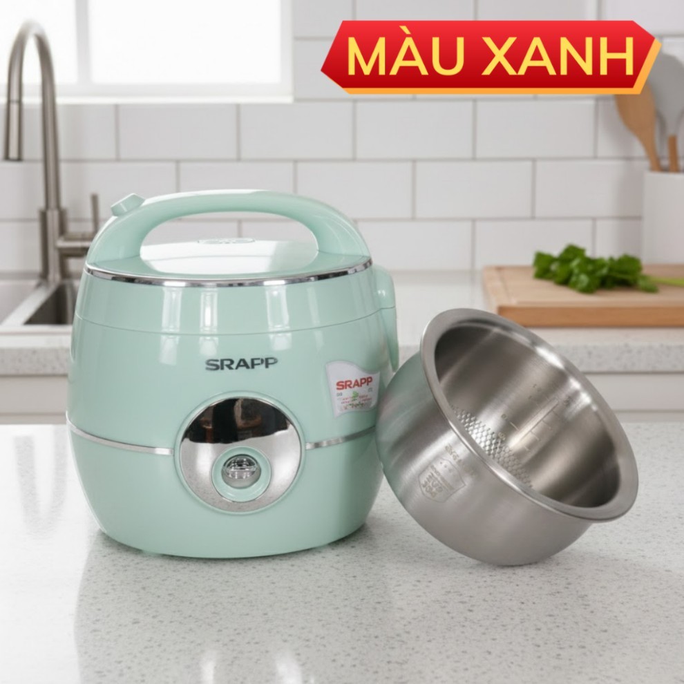 Nồi cơm điện SRAPP Lòng Inox 304 Dung tích 1.2L,1.8L Tặng vỉ hấp - model SHNC187 TM Store