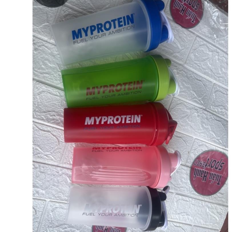 Bình Nước Tập Gym Bình Đựng Nước Thể Thao Nhựa Shaker My Protein 600ml Có Lò Xo Lắc Shaker