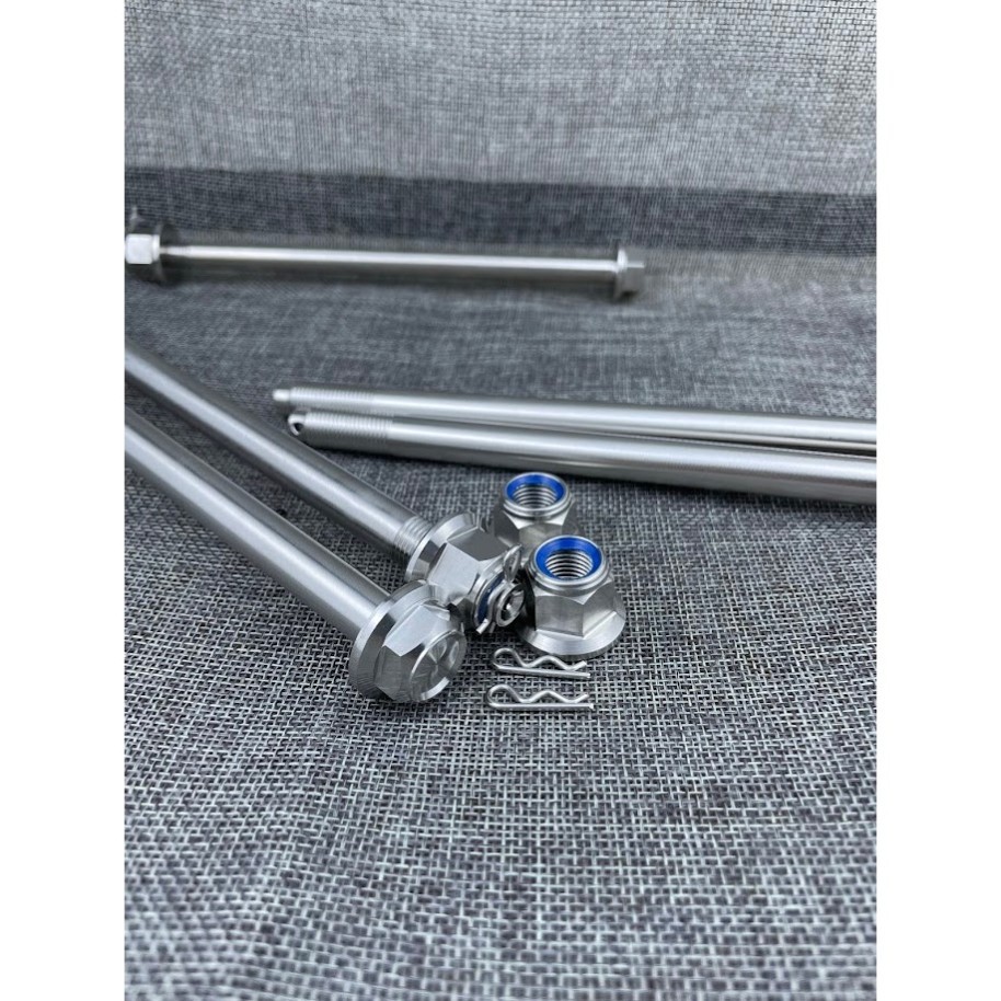 Trục Cốt Bánh Xe Salaya Inox 304 CNC Nguyên Khối 1 Đầu Kèm Phe Cài