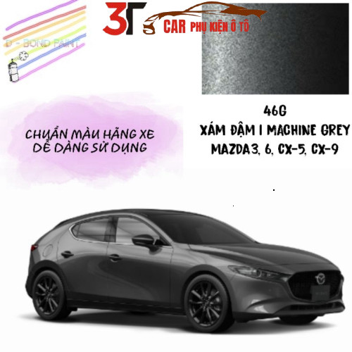 Sơn Xịt Ô Tô MAZDA 3, 6, CX-5, CX-9 Màu Xám Đậm (Mã 46G) - 3T-CAR Bình Xịt Xóa Vết Xước Xe Ô Tô 400m
