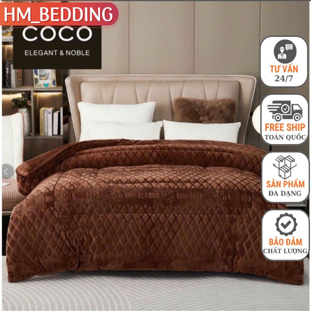 Chăn Đông Lông Cừu Coco Nỉ Nhung Cao Cấp,Êm Mượt,Giữ Nhiệt Tốt,Size 2mx2m2