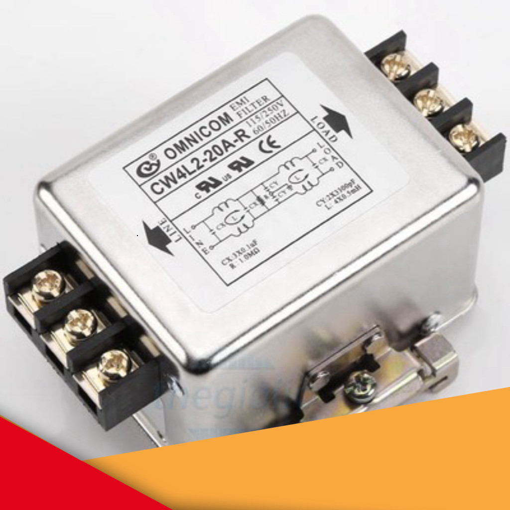 CW4L2-20A-R Bộ Lọc Nguồn 1 Pha 20A 115/250V Gắn Ray GearHub