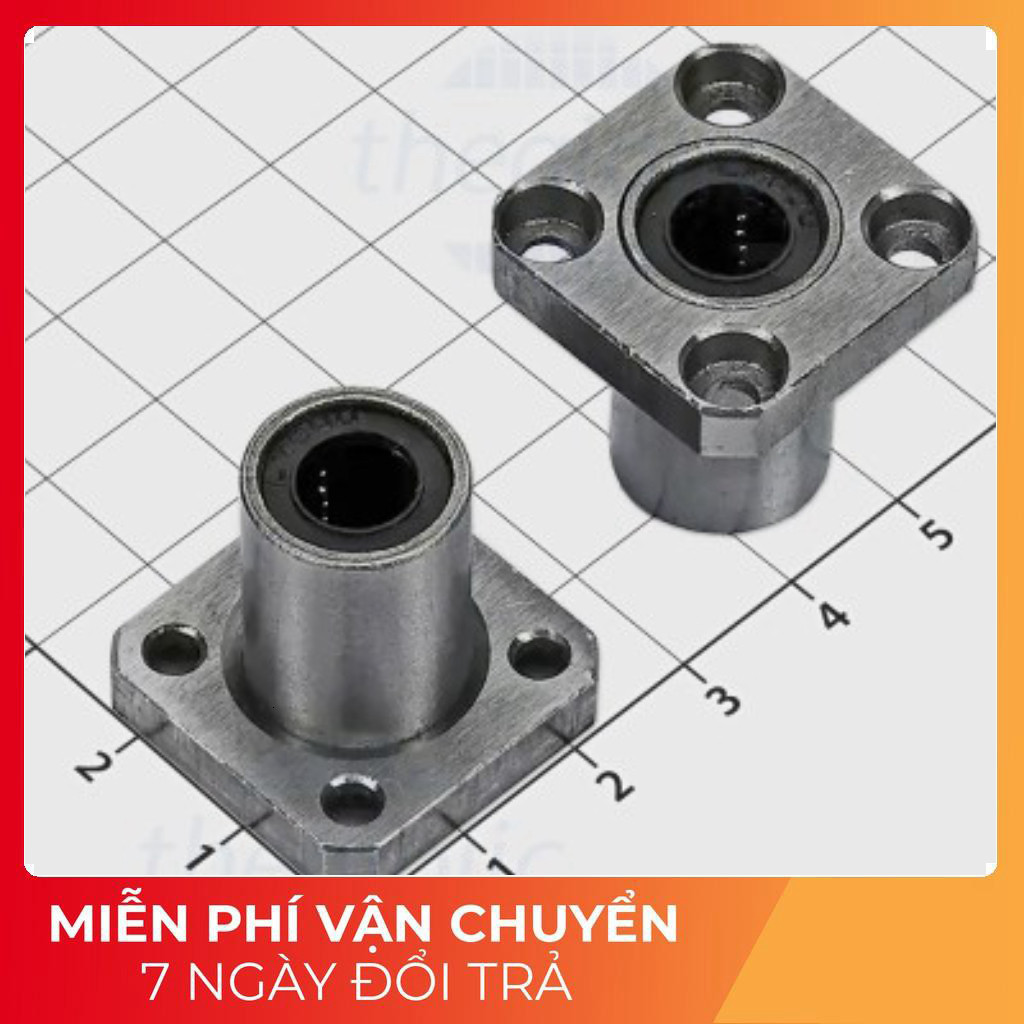 LMK8UU Bi Trượt, Con Trượt Mặt Bích Vuông Lỗ Trục 8mm, Đường Kính Ngoài 15mm, Dài 24mm Tech Linh Kiệ
