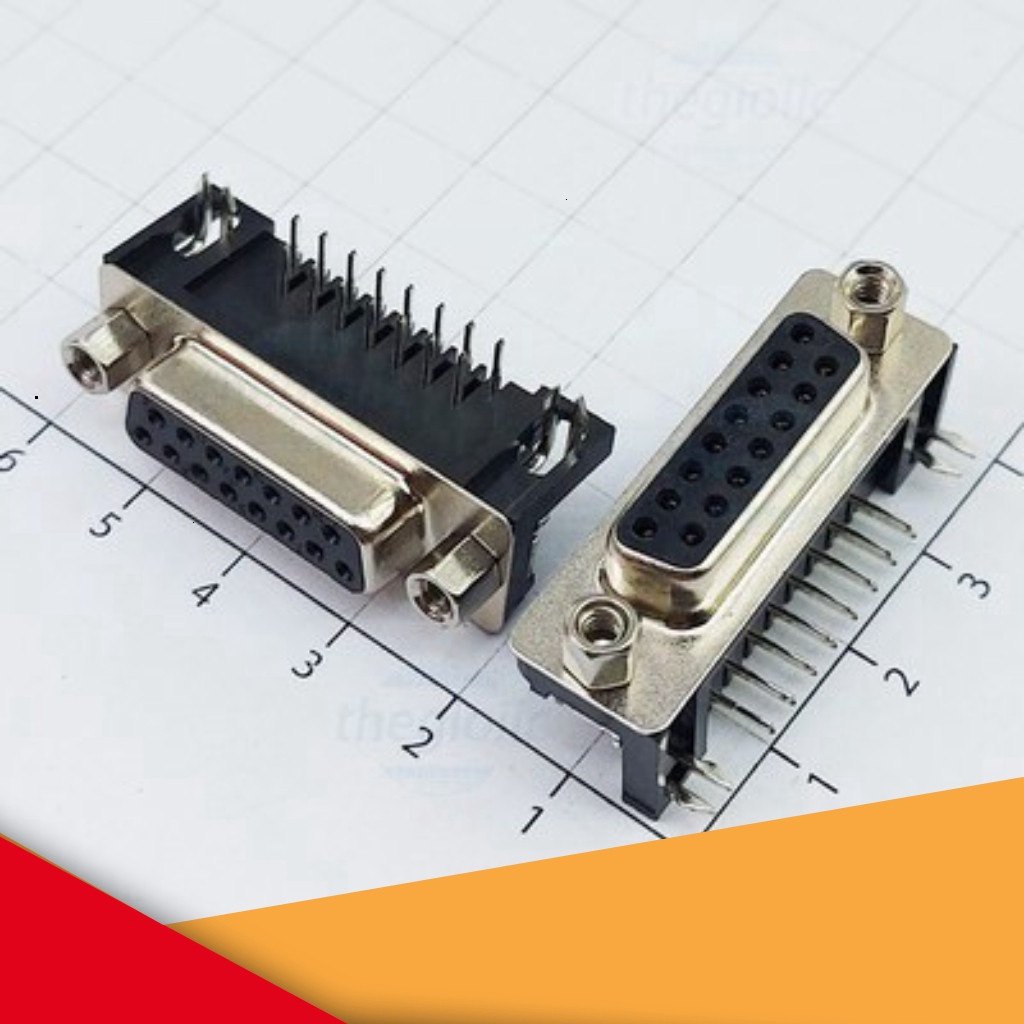[3 Cái]- Cổng DB15 Cái 15 Chân Cong 90 Độ 2 Hàng Hàn PCB GearHub