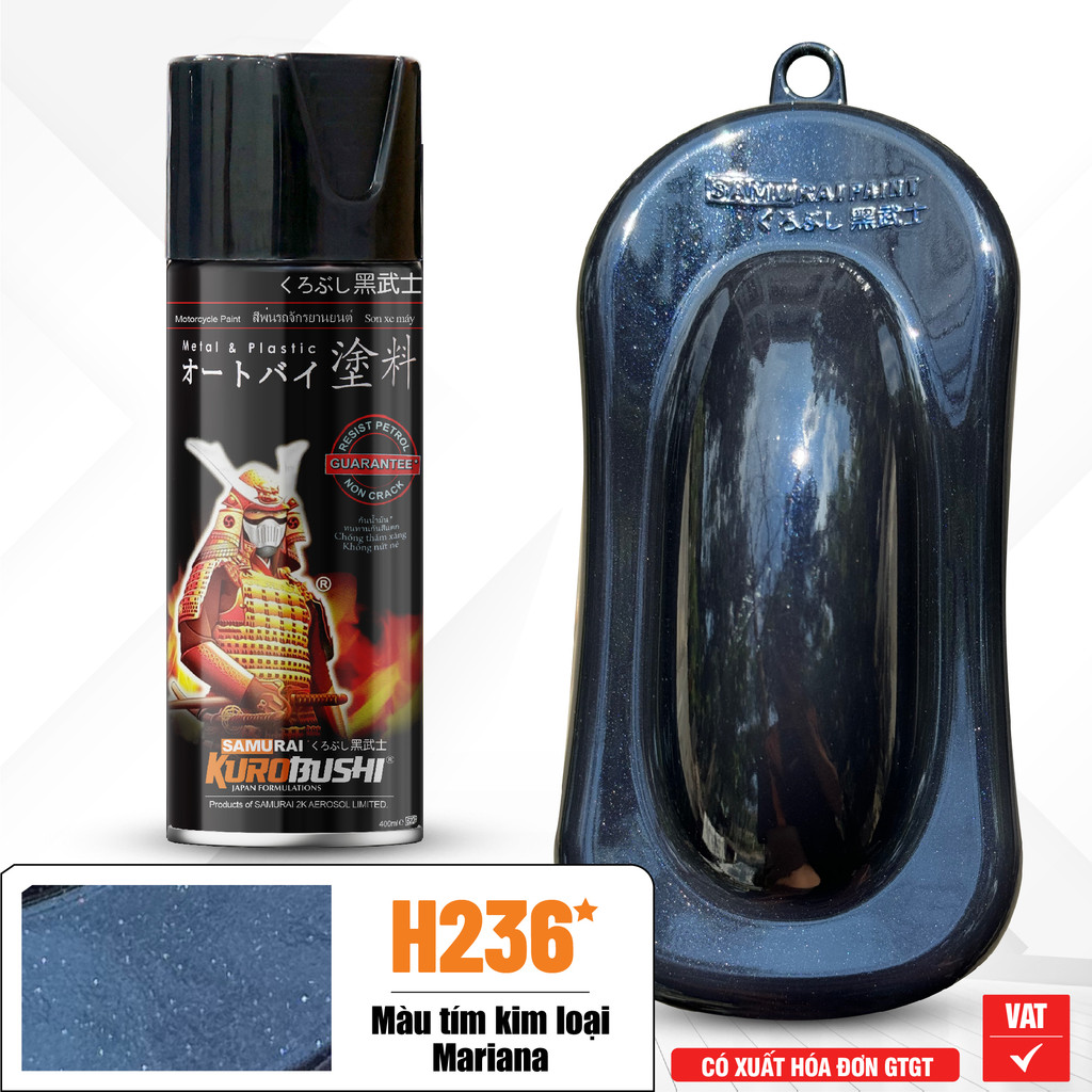 [MÀU MỚI] Sơn xịt SAMURAI Kurobushi - Màu H236* - MÀU TÍM KIM LOẠI MARIANA chai lẻ 400ml sơn xe máy,