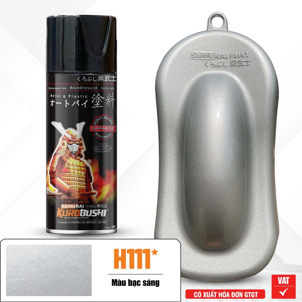 COMBO Sơn SAMURAI MÀU BẠC SÁNG H111 gồm 4 chai đủ quy trình độ bền cao (Lót  – Nền bạc 124 - Màu H11