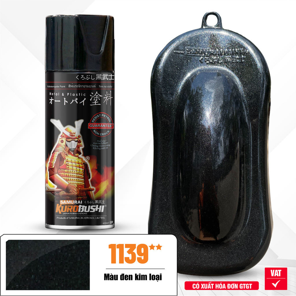 COMBO Sơn SAMURAI màu 1139 gồm 4 chai đủ quy trình độ bền cao (Lót  - Nền 109A - Màu 1139 - Bóng)