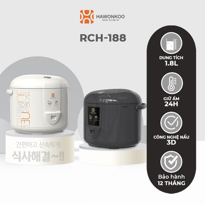 [TOÀN QUỐC]  Nồi Cơm Điện Hawonkoo RCH-188 1,8 Lít - Công nghệ nấu 3D - Bảo Hành 12 Tháng