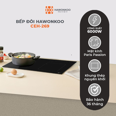 [TOÀN QUỐC]  Bếp Từ Đôi HAWONKOO CEH-269 Inverter 5200W - Bảo Hành 3 Năm