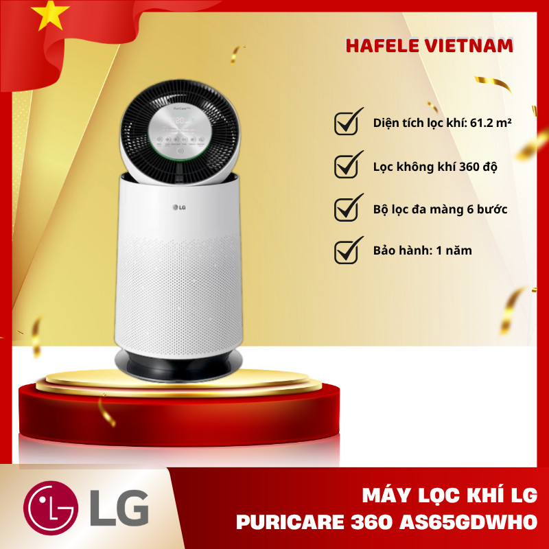Máy Lọc Khí LG PuriCare 360 AS65GDWH0 – Công Suất 48W – 5 Tốc Độ Linh Hoạt – FEM