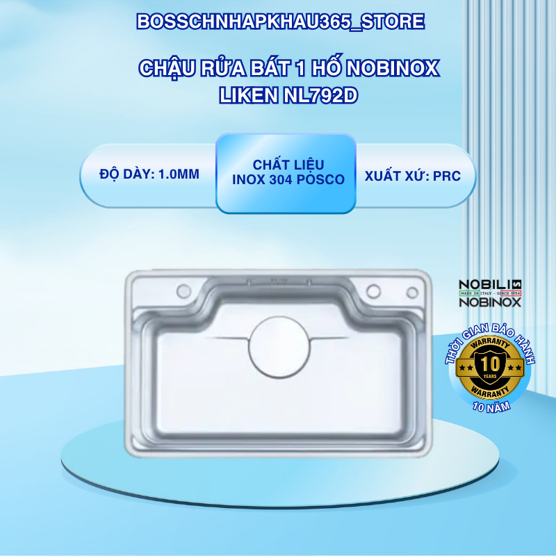 Chậu Rửa Bát Nobinox LIKEN NL792D – Bề Mặt Hạt Linen Chống Xước – Chống Bám Vân Tay – Bossch365
