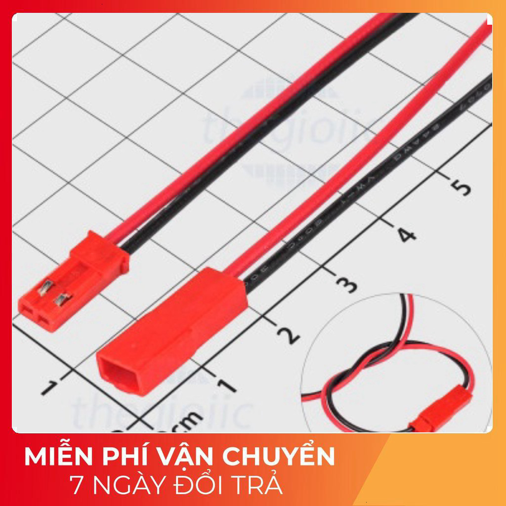 [5 Cái]- Cặp Dây JST 2 Chân Đực-Cái Dài 20cm Dùng Cho Pin RC Tech Linh Kiện