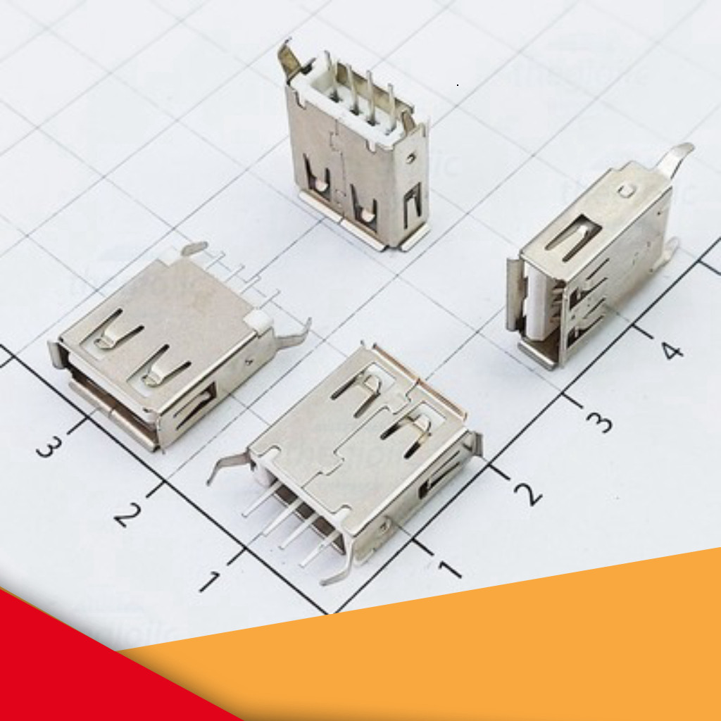 [20 Cái]- AF180 Cổng USB Cái 2.0 Type A 4 Chân Thẳng Xuyên Lỗ GearHub