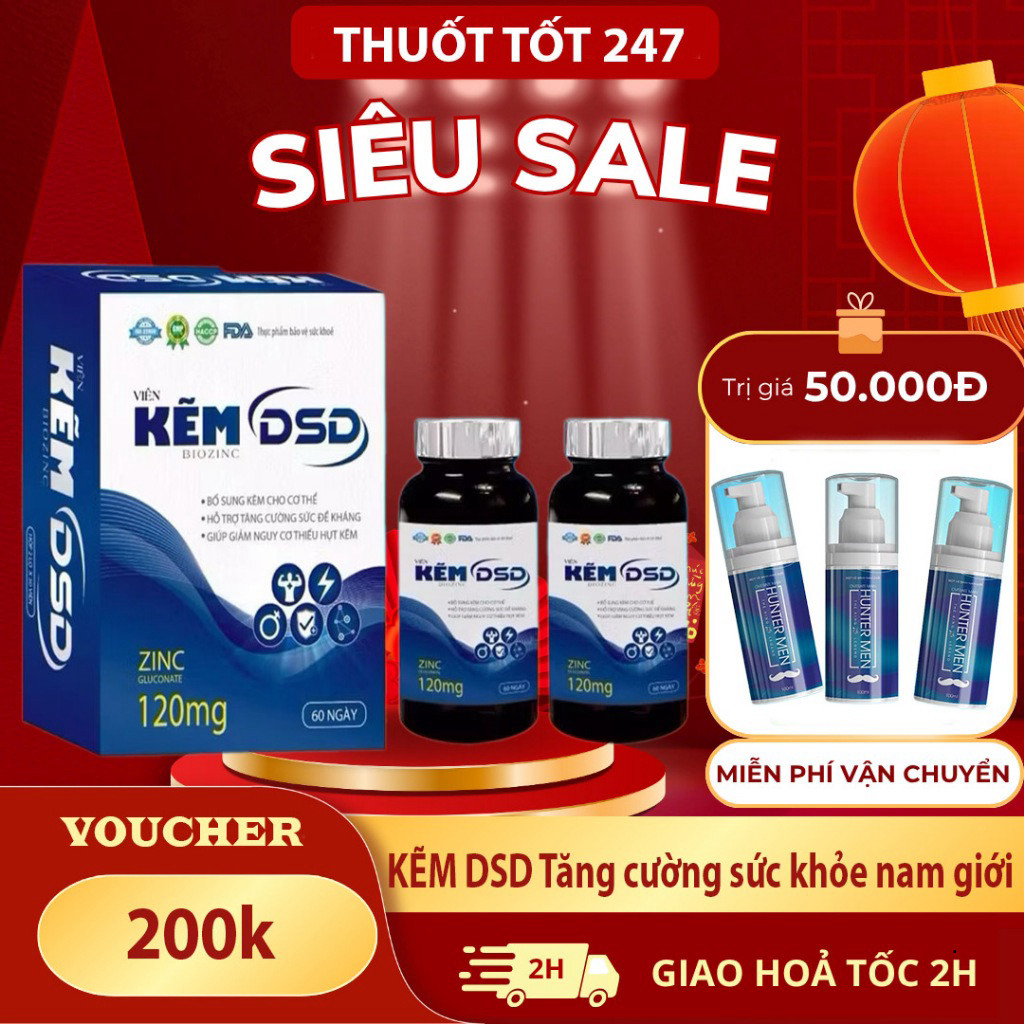 DSDPHARMA Kẽm DSD 30 Ngày 60 Ngày bổ sung kẽm - Viên uống DSD bổ sung Kẽm Biozinc