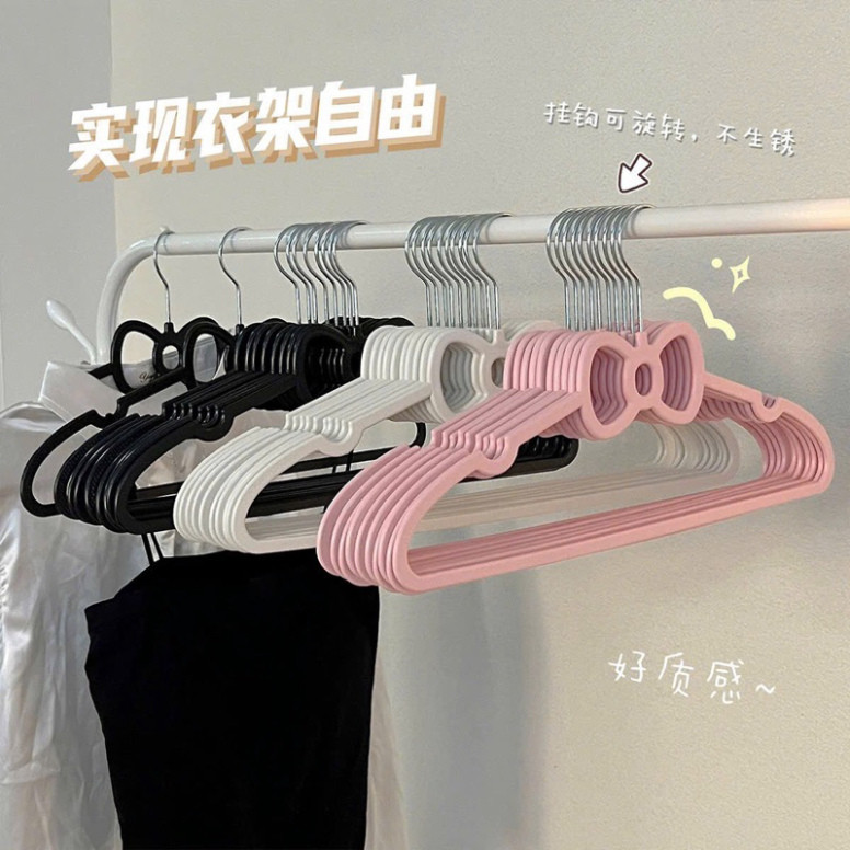 Set 10 Móc treo quần áo bằng nhựa hình nơ màu hồng nữ tính chống trượt 🎀 Anan.2store