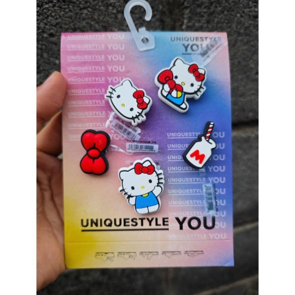 Set charm HELLO KITTY gắn dép cross, charm jibbitz HELLO KITTY cute, phụ kiện trang trí dép cross HE