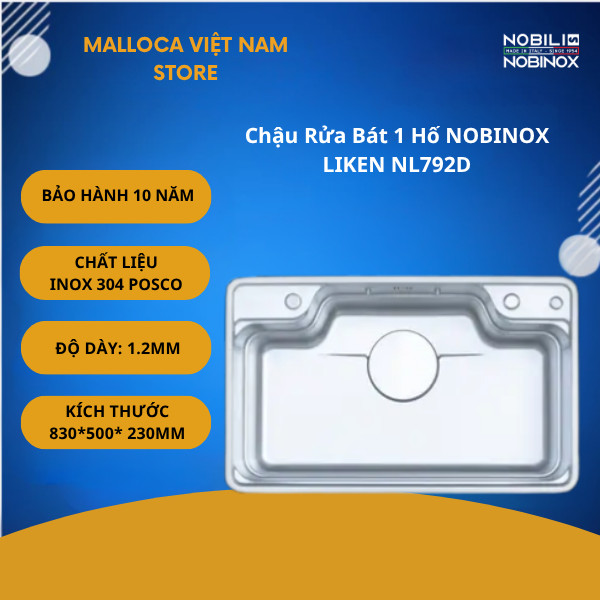 Chậu Rửa Bát NOBINOX LIKEN NL792D – Thiết Kế Một Hố – Phong Cách Nhật Bản Tinh Tế