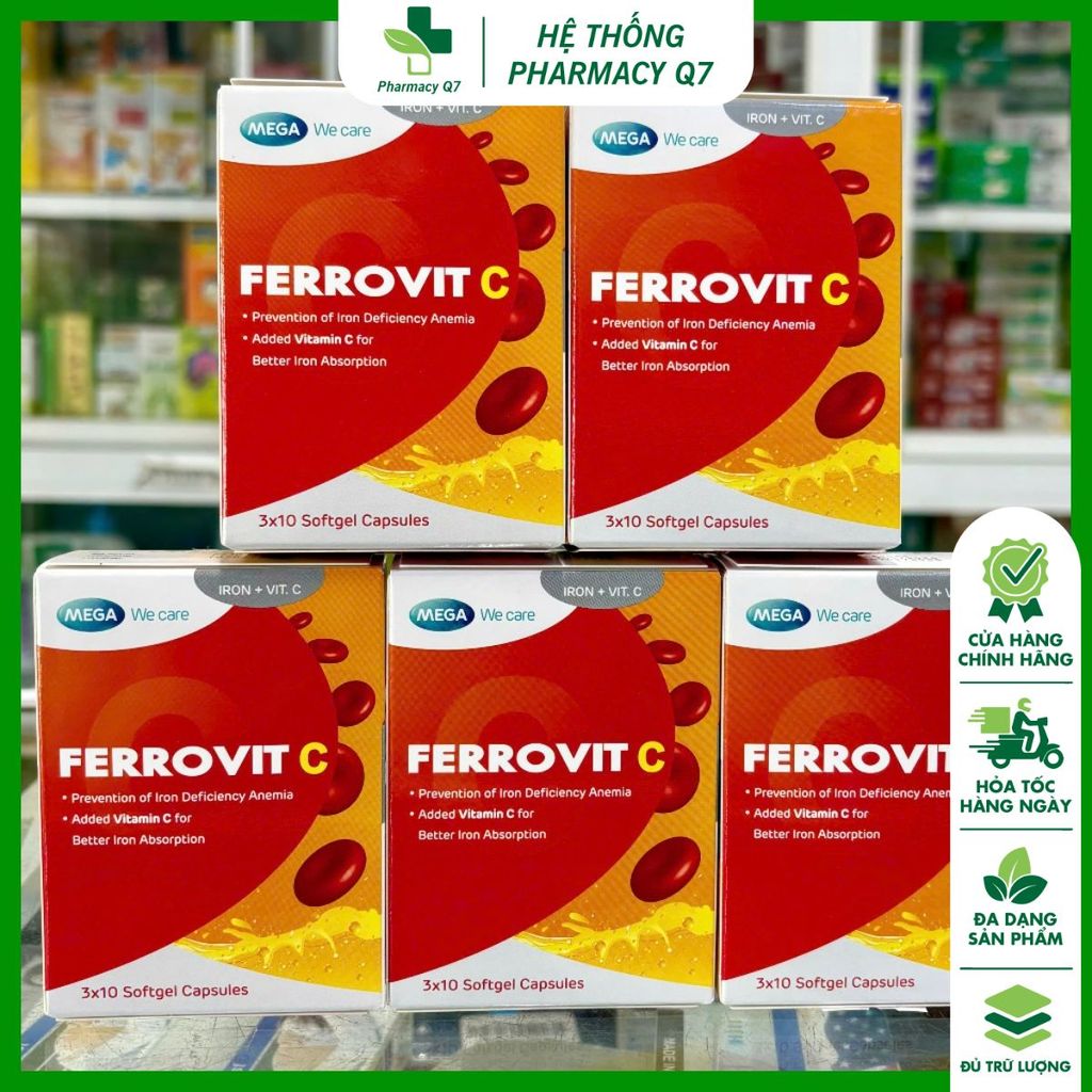 Viên uống Ferrovit C (30 viên) - Giúp hỗ trợ giảm nguy cơ và các triệu chứng thiếu máu do thiếu sắt