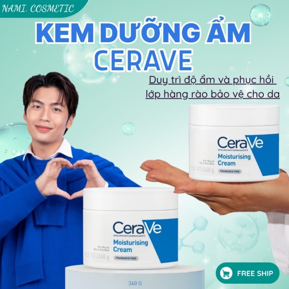 Kem dưỡng ẩm CERAVE MOISTURISING CREAM phục hồi sâu và ẩm mịn suốt 48H dành cho da khô -  340g