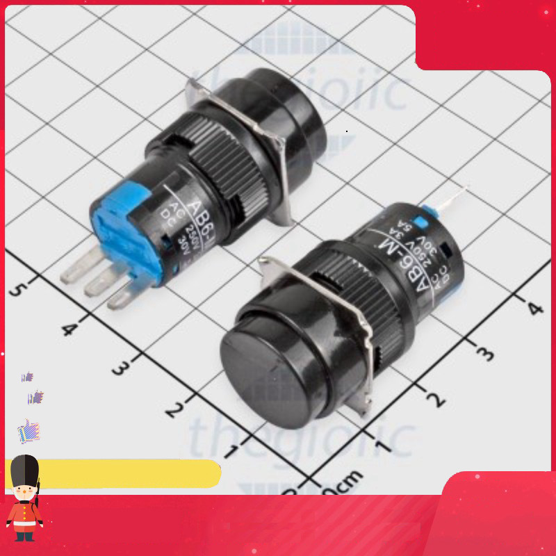 [2 Cái]- LA16-11 Nút Nhấn Nhả 16mm 3 Chân Màu Đen Smart.hcm