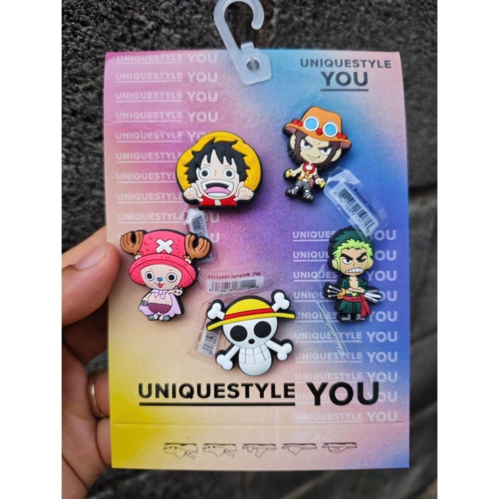 Set charm ONE PIECE gắn dép cross, charm jibbitz ĐẢO HẢI TẶC cute, phụ kiện trang trí dép cross ONE 