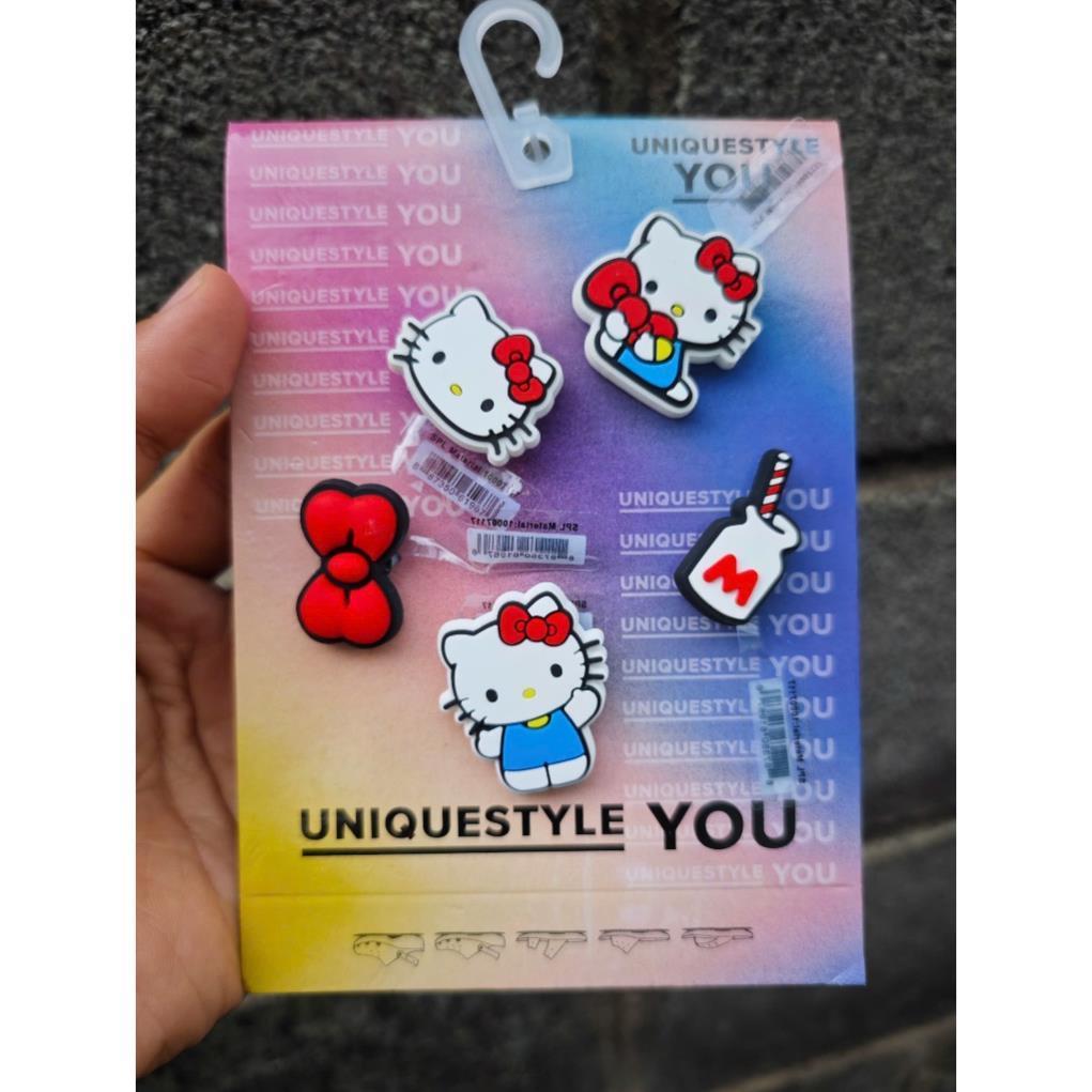Set charm HELLO KITTY gắn dép cross, charm jibbitz HELLO KITTY cute, phụ kiện trang trí dép cross HE