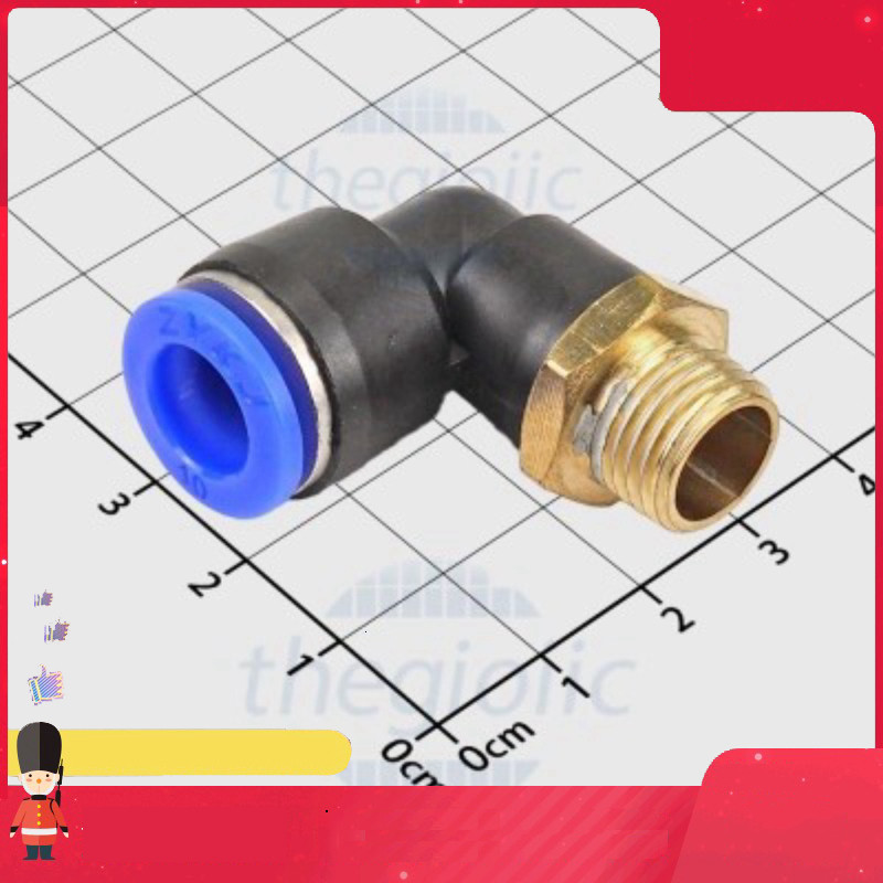 [3 Cái]- PL10-02 Đầu Nối Khí Nén Cong L Ống 10mm Ren Ngoài 12.7mm, 1/4inch Smart.hcm