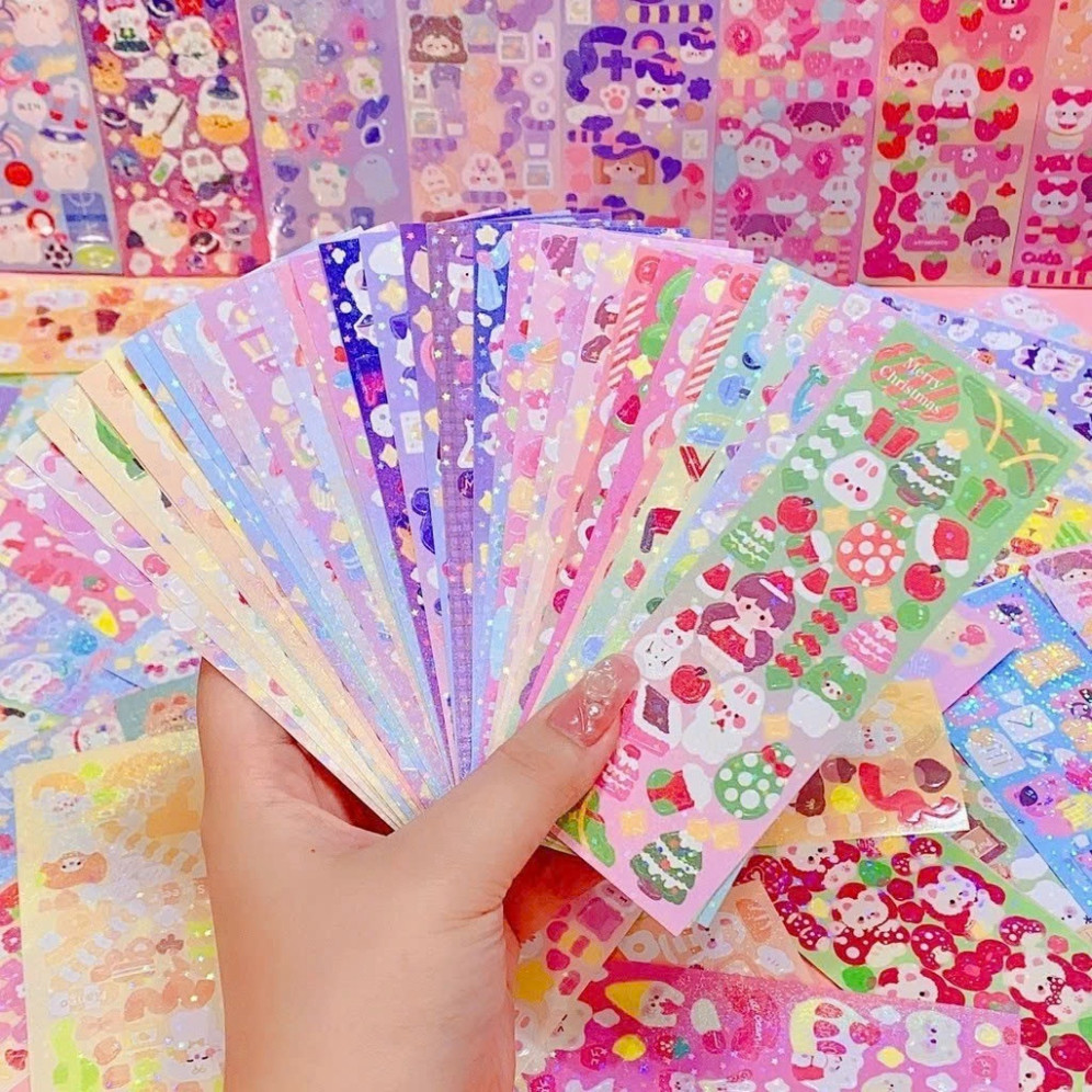 Combo Tấm Sticker Lấp Lánh trang trí, dán vở sổ sách - Combo 20/40/60/100/200 tấm