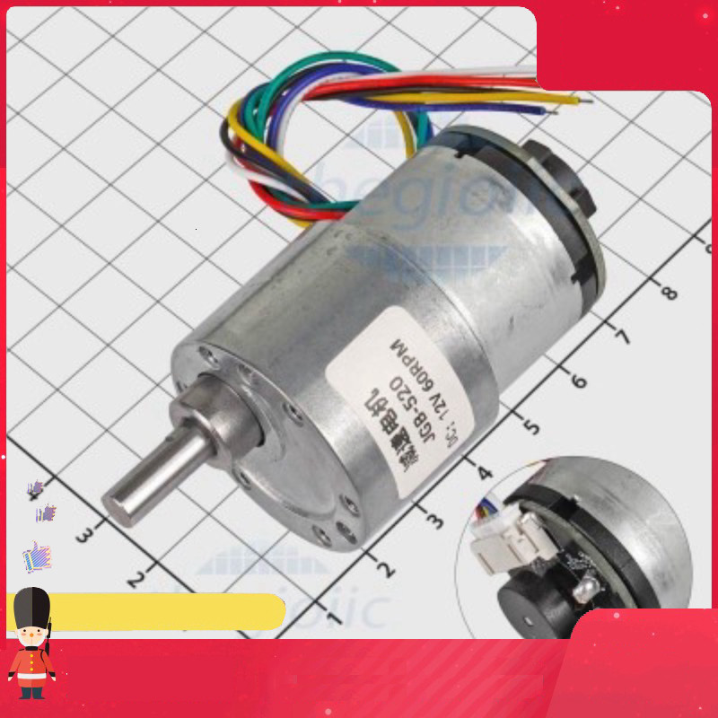 JGB37-520 Động Cơ Giảm Tốc Có Encoder 12VDC, 60 rpm, Trục 6mm Smart.hcm