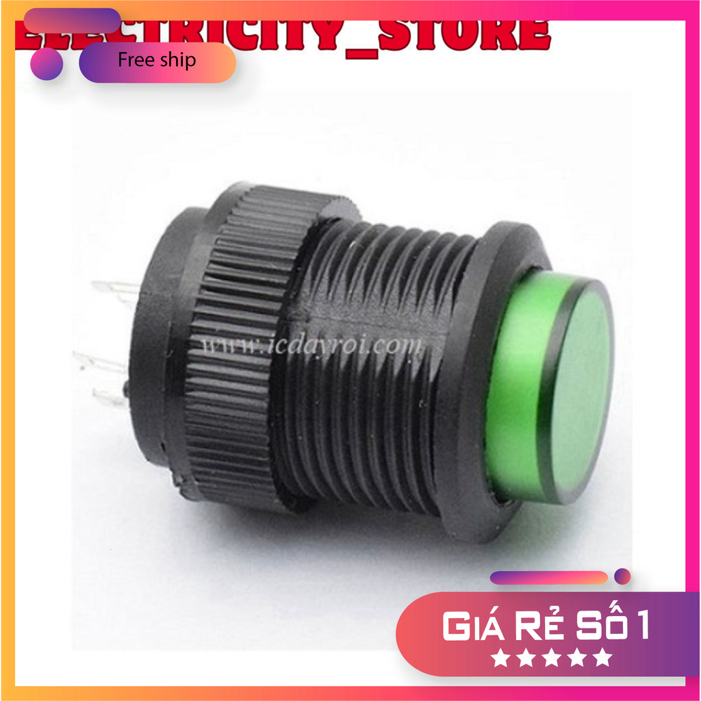 [2 Cái]- Nút nhấn tự khóa R16-503AD màu xanh Thế Giới Chip