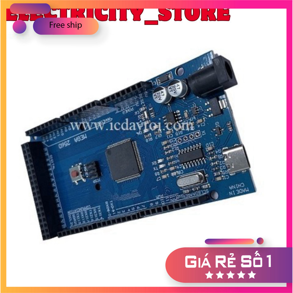 Arduino MEGA2560 R3 CH340 cổng Type-C (kèm cáp) Thế Giới Chip