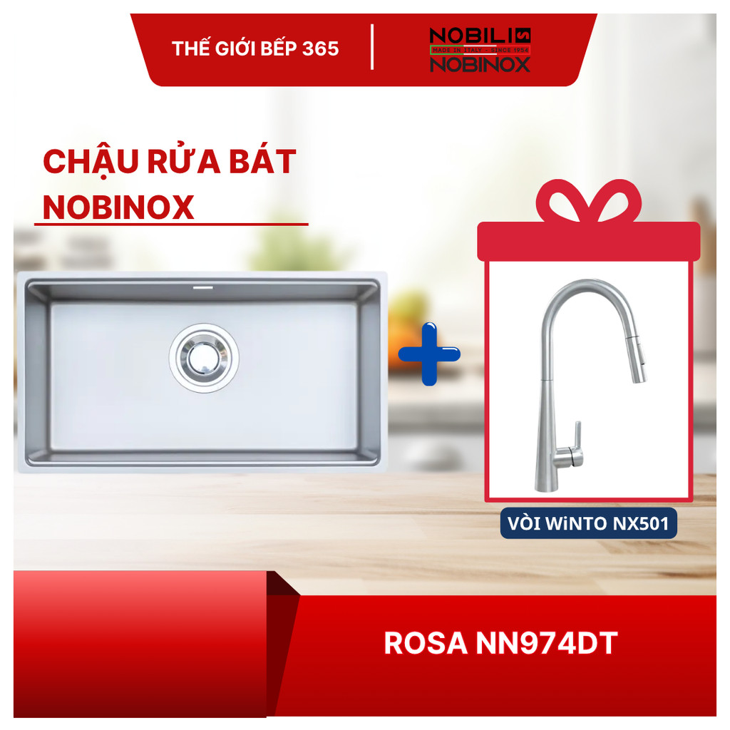 [TẶNG VÒI] Chậu rửa bát NOBINOX ROSA NN974DT (48) - Lựa Chọn Thông Minh Cho Nhà Bếp