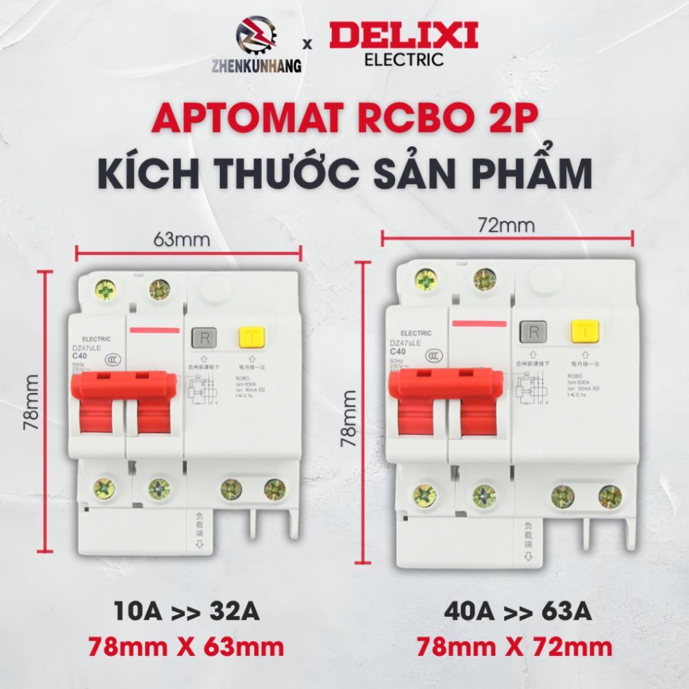 Aptmat RCBO Chống rò, quá tải DZ47sLE 2P Chính Hãng DELIXI