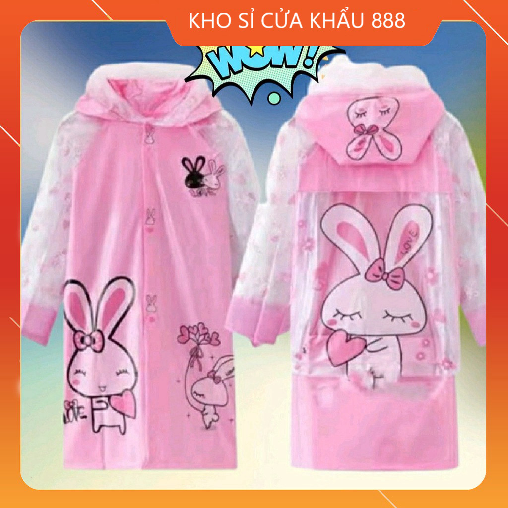 Áo mưa trẻ em đủ 4size 1xl - 4xl màu thỏ hồng và cáo xanh