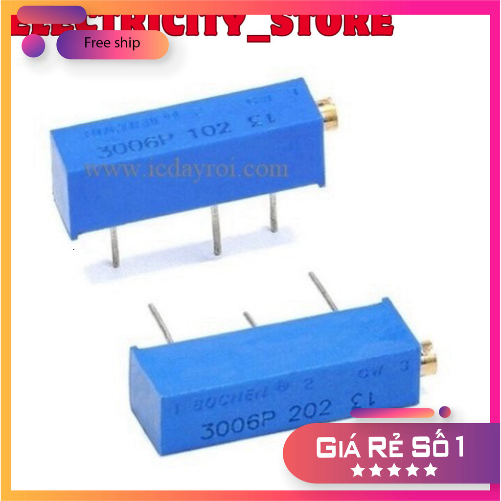 [5 Cái]- Biến trở tinh chỉnh ngang 3006P-501 500R Thế Giới Chip