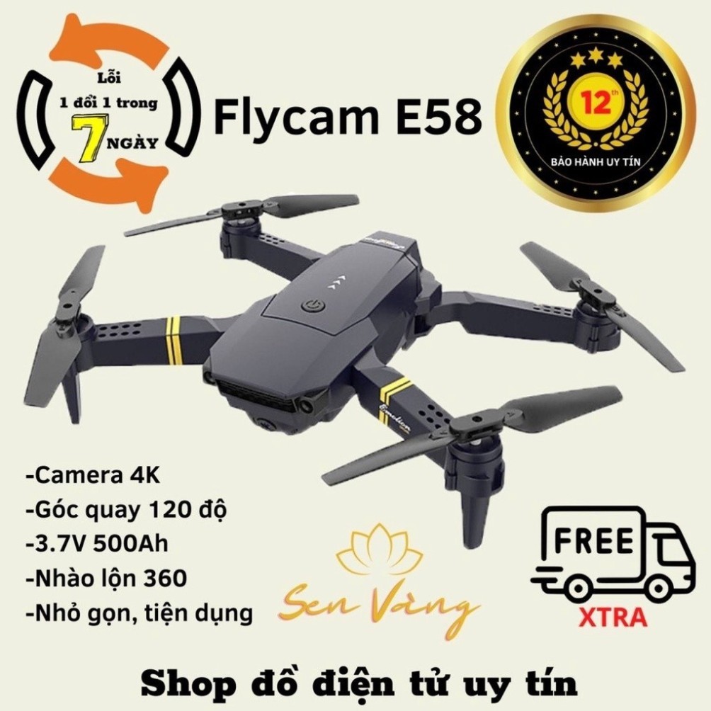 Flycam mini, Flycam 4K, play camera, máy bay flycam 4k, flycam có camera, drone flycam E58 Pro giá r