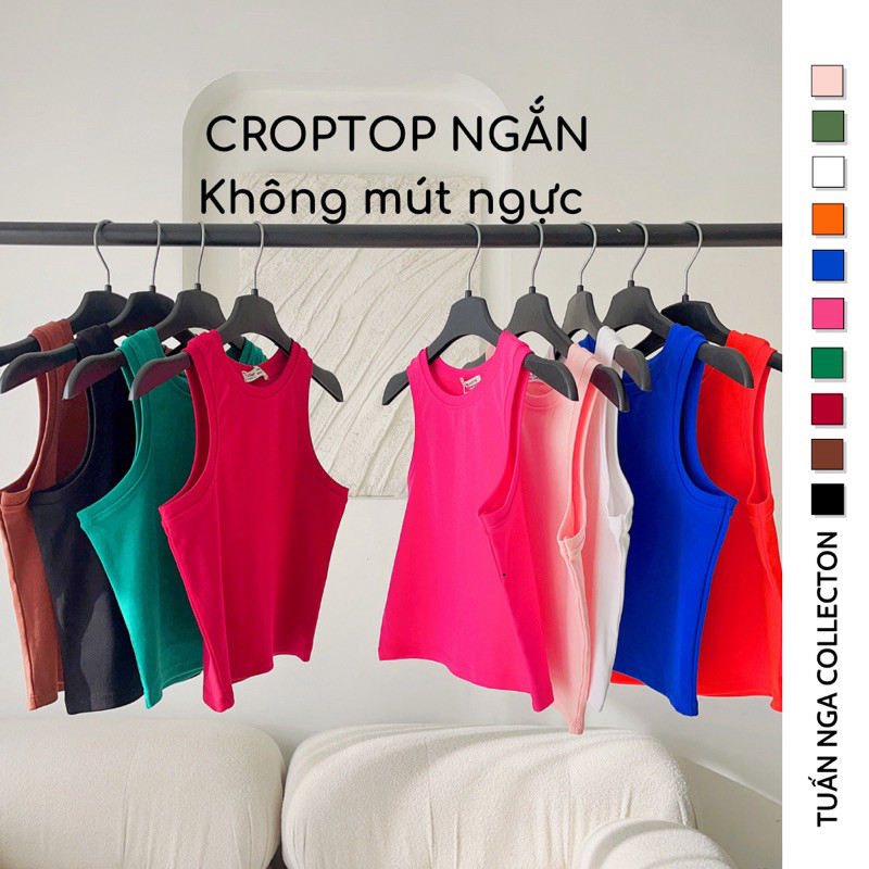 Áo ba lỗ sát nách croptop nữ, tanktop croptop  TUẤN NGA COLLECTION vải borip 100% cotton