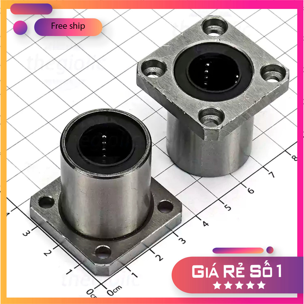 LMK16UU Bi Trượt, Con Trượt Mặt Bích Vuông Lỗ Trục 16mm, Đường Kính Ngoài 28mm, Dài 37mm Thế Giới Ch
