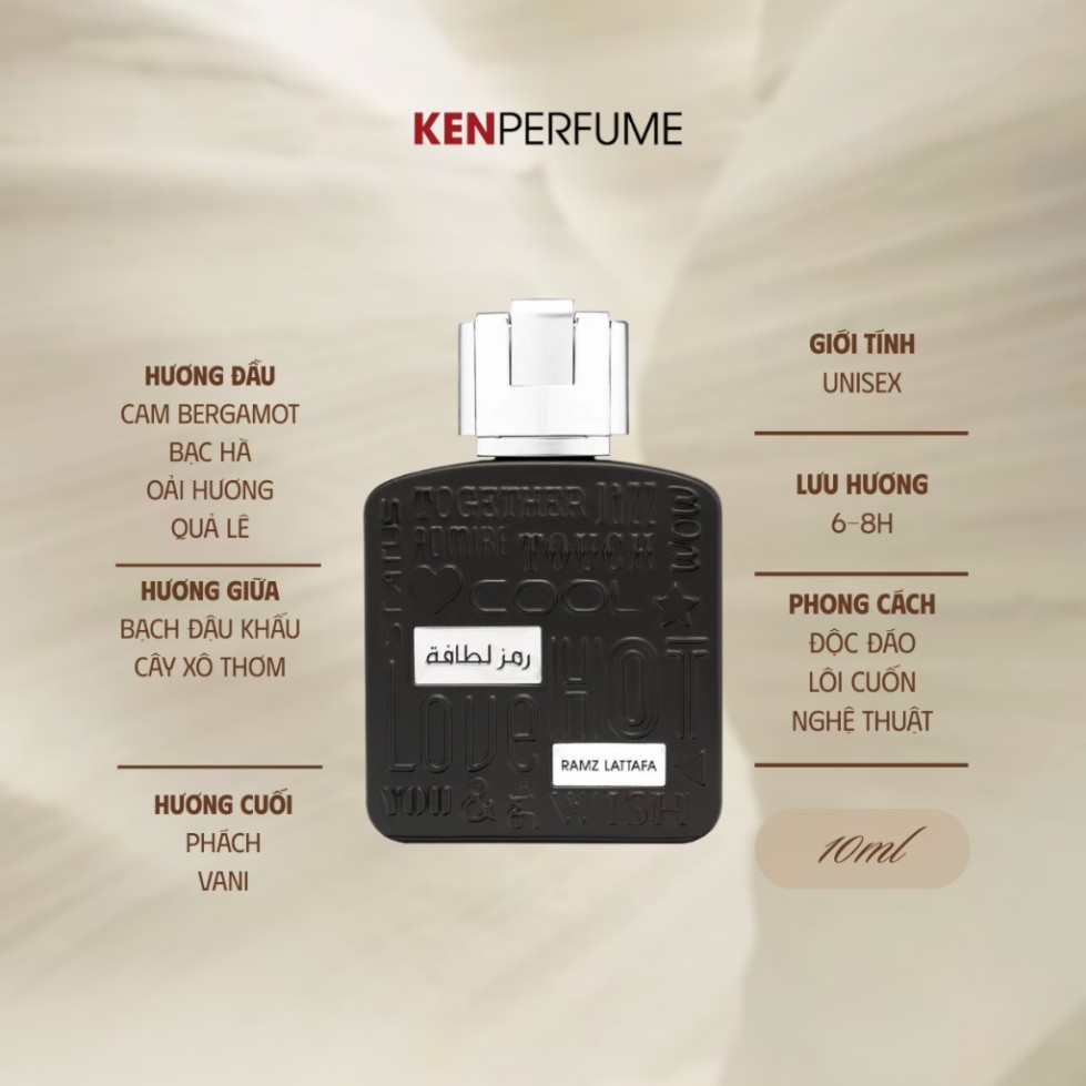 10ML Lattafa Ramz Silver EDP | Nước Hoa Unisex  | KenPerfumeVN