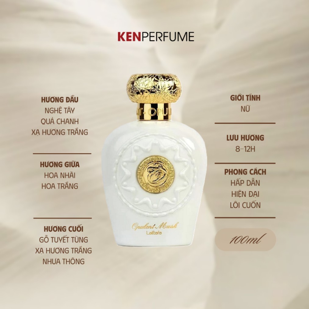 Nước hoa Fullsize 100ML Lattafa Opulent Musk EDP | Nước Hoa Nữ | KenPerfumeVN