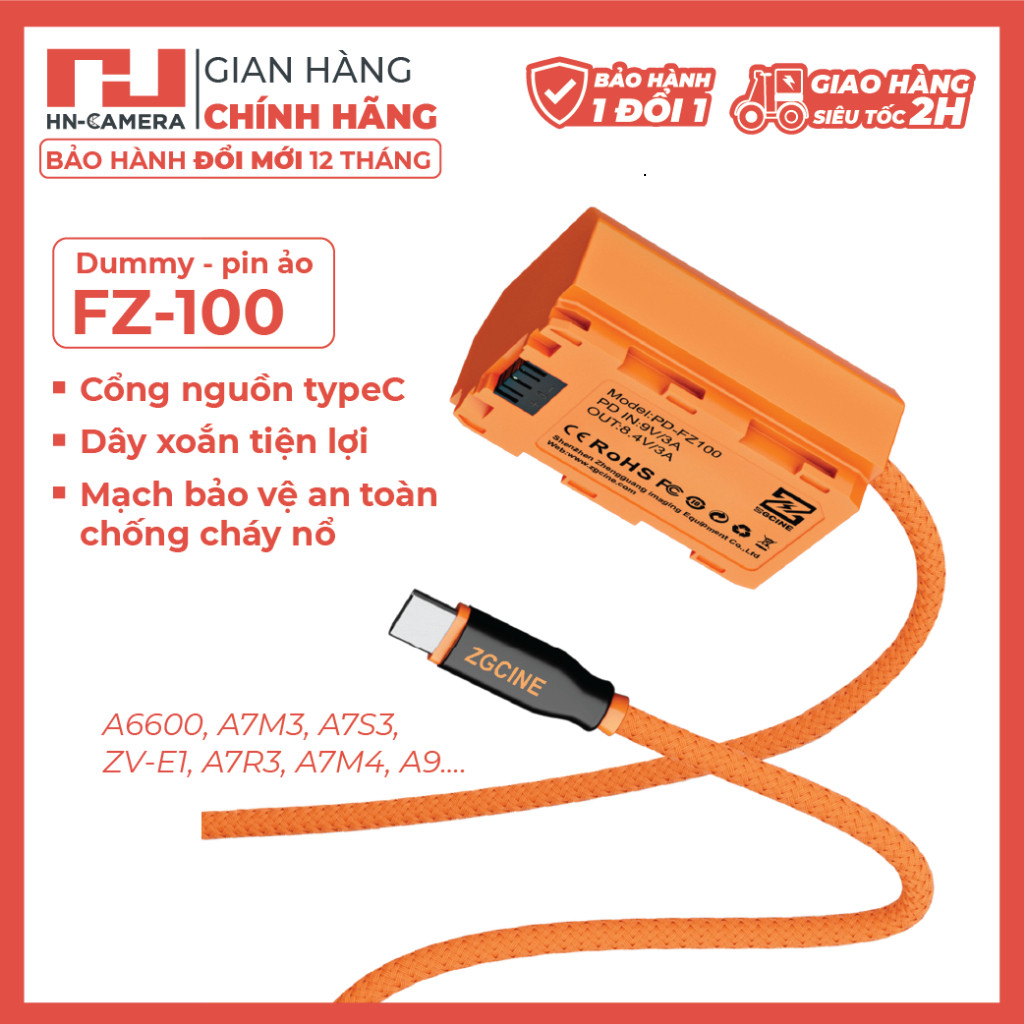 Pin Ảo/ Pin Giả/ Pin Dummy ZGCINE NP-FZ100 Cho Máy Ảnh Sony