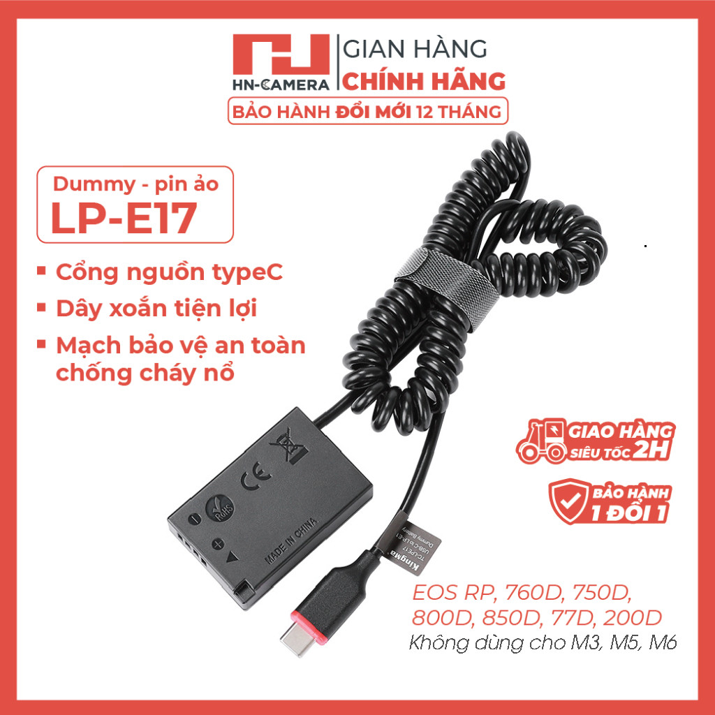 Pin ảo/ Pin giả/ Pin dummy Kingma LP-E17 Cho Máy Ảnh Canon